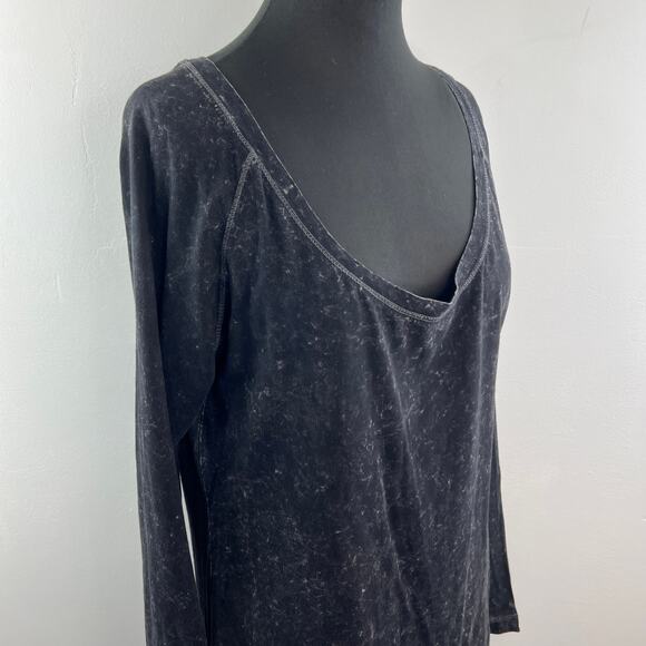 NORMA KAMAL Gray Organic Cotton Top Long Sleeve Deep V-Neckline Size L Large - Picture 6 of 10